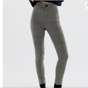 Zara Hi-Rise Legging Dress Pants Green Plaid NWT Women’s Size Small